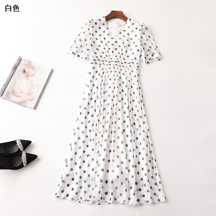 242222 夏连衣裙 深圳女加长款五分袖V领50现货