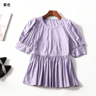 248525推荐 设计款 洋气夏减龄短袖 上衣 品质好南油高端轻奢高货女装