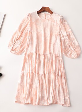 243126 秋连衣裙 女中长款九分袖圆领清仓