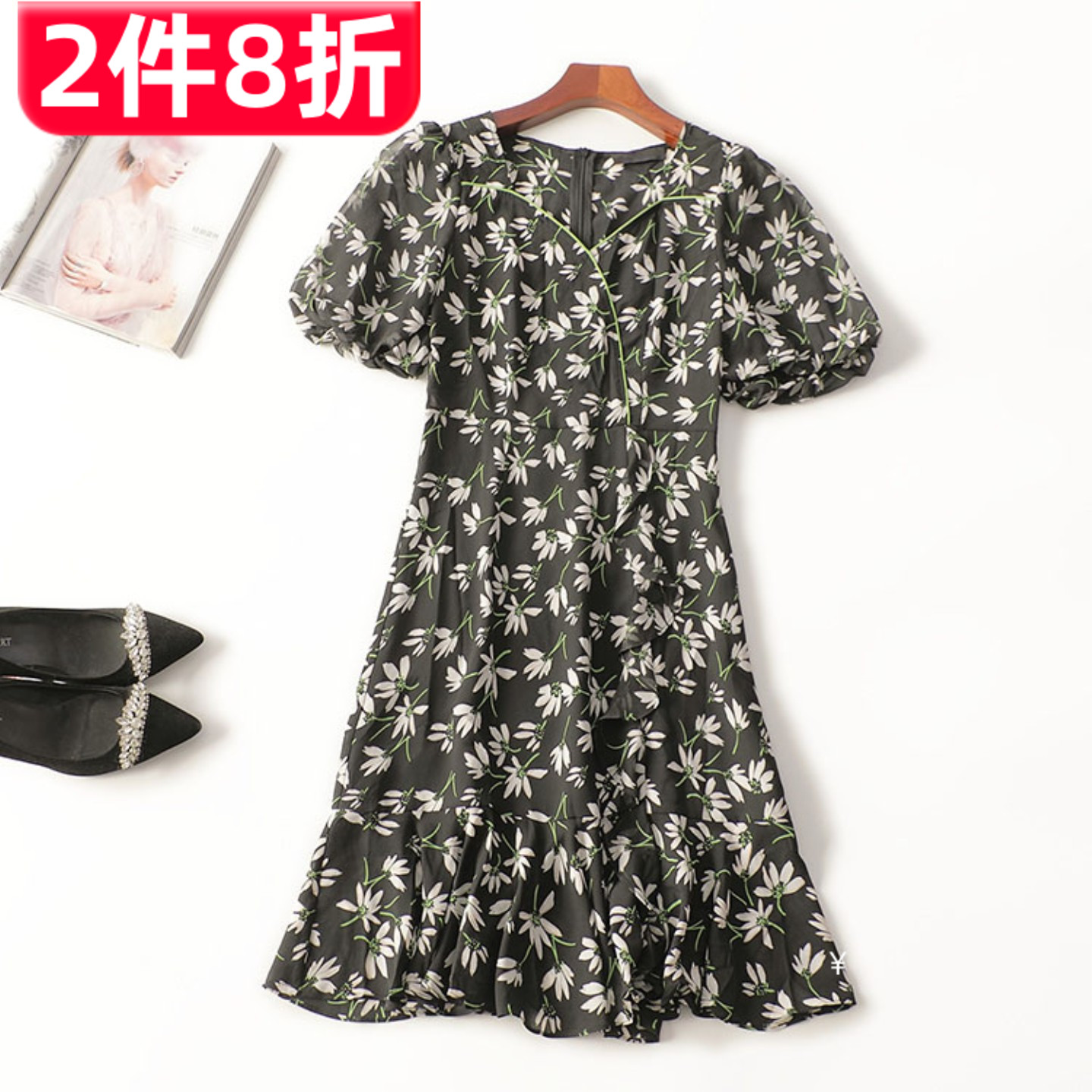 245494 夏连衣裙 深圳女长款五分袖V领