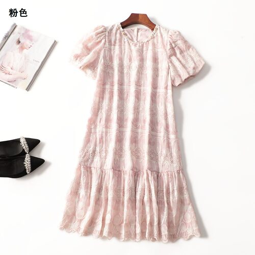 411923 夏连衣裙 女长款短袖圆领.M.L.XL.2XL