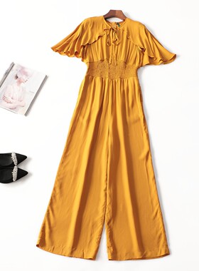 411747 粘胶夏加长款五分袖连体裤