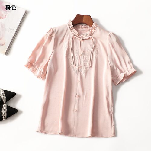 246088 夏衬衫 女中长款短袖.M.L.XL.2XL