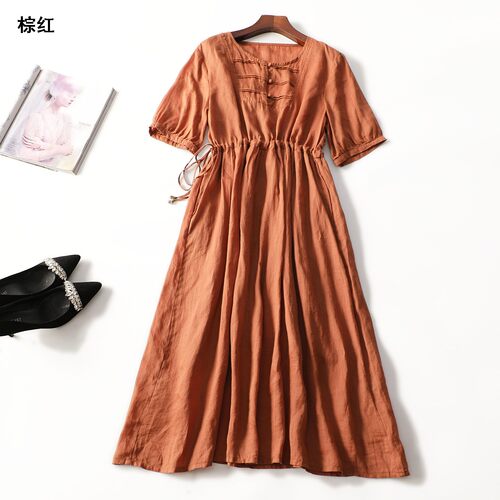 248981 夏连衣裙 女加长款短袖套头.M