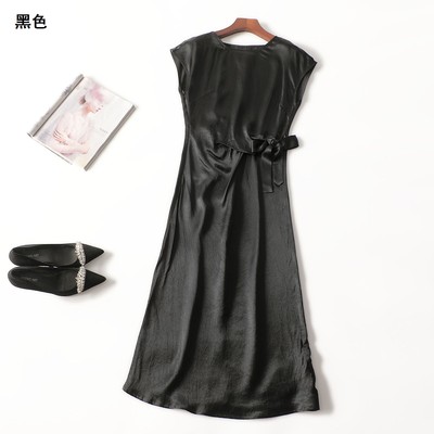 411926 夏醋酸纤维连衣裙 女加长款无袖圆领50现货