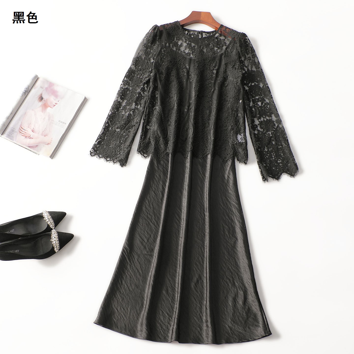 246292 秋上衣长裙套装 女加长款长袖套头断码清仓