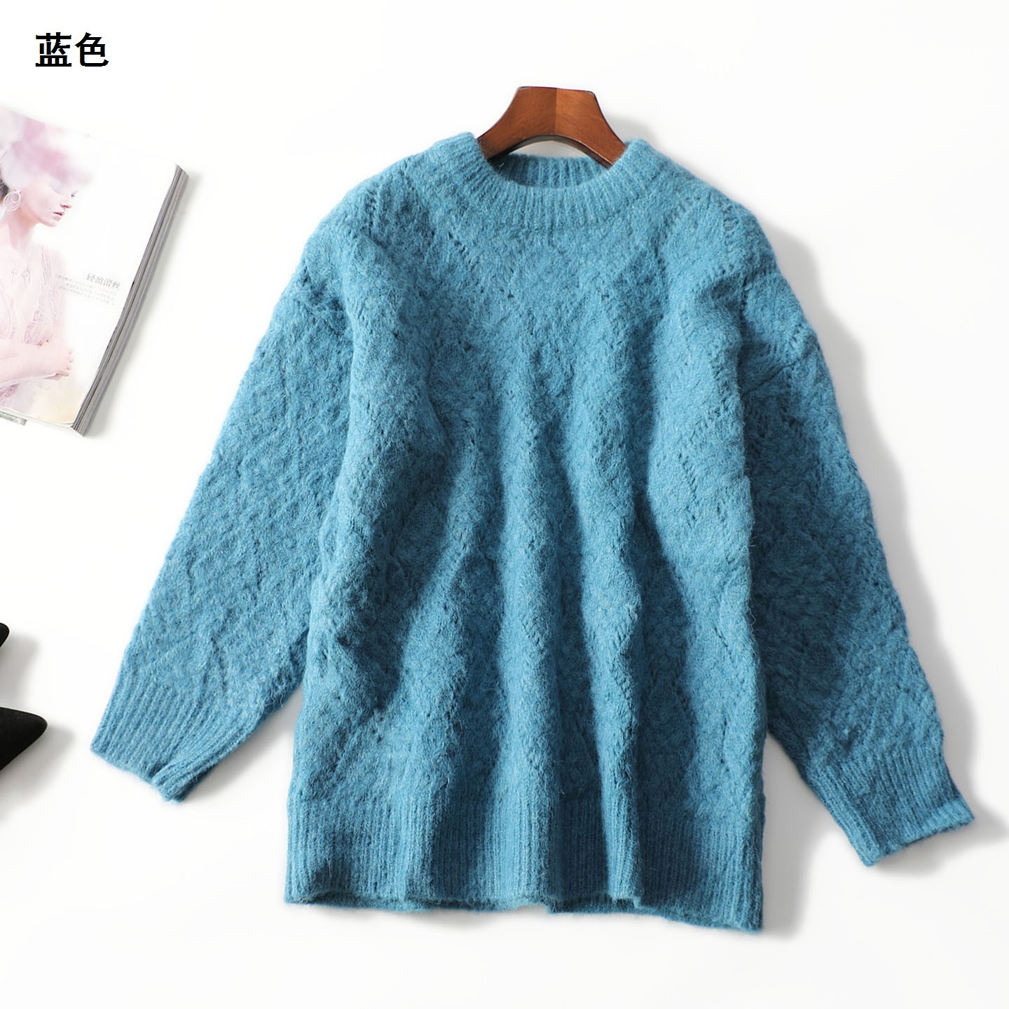 247912 冬针织衫 女中长款九分袖套头