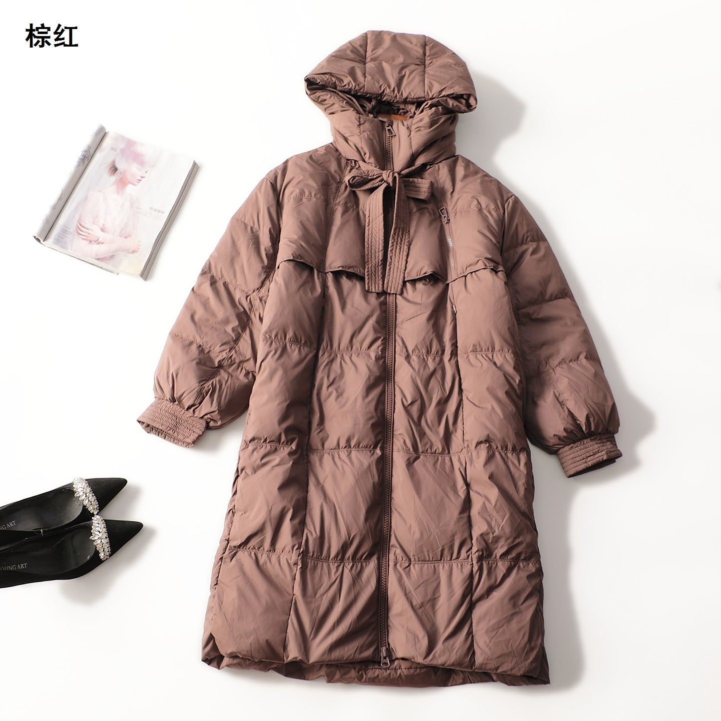 246921 冬羽绒服 女长款长袖拉链清仓