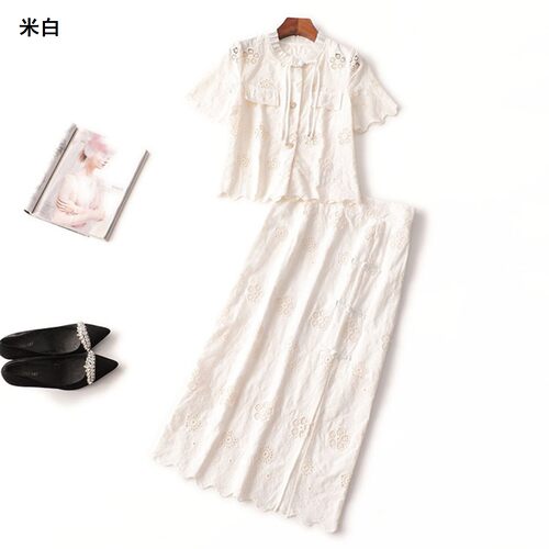 243358 夏上衣半身裙套装 女长款短袖圆领.M.L