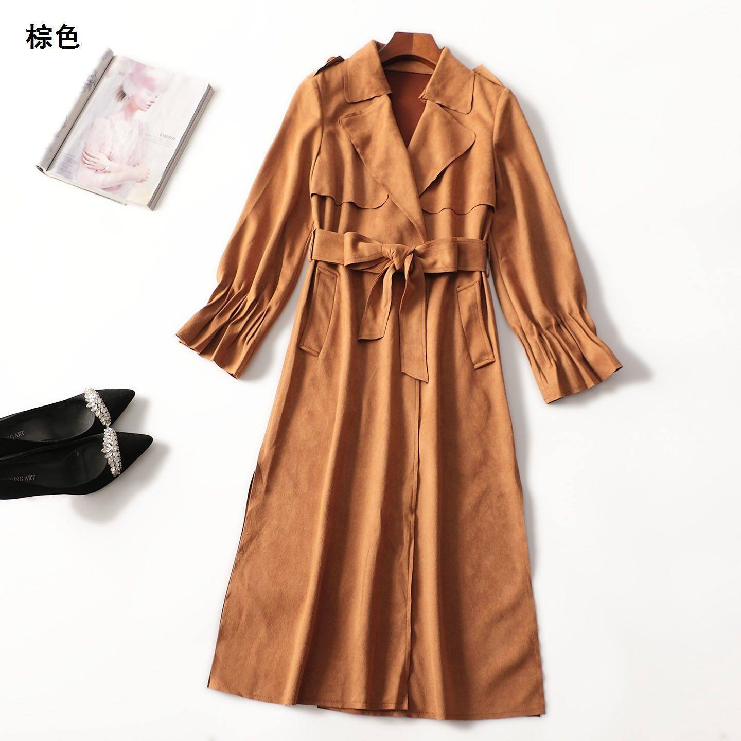 412214 秋风衣 女加长款长袖无扣.M.L.XL.2XL - 实物图