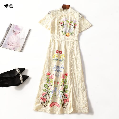 248914 夏连衣裙 深圳女加长款短袖套头.S.M