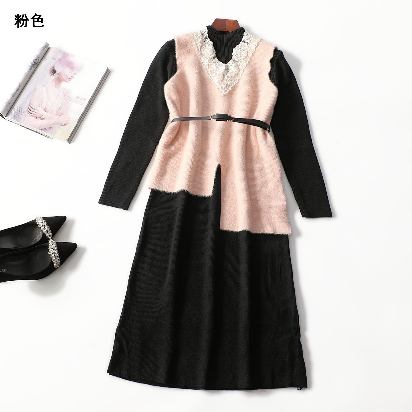 413051 秋背心长裙套装 女加长款长袖套头清仓,女装/女士精品,时尚套装,淘宝优惠券,粉丝福利购,淘宝优惠卷