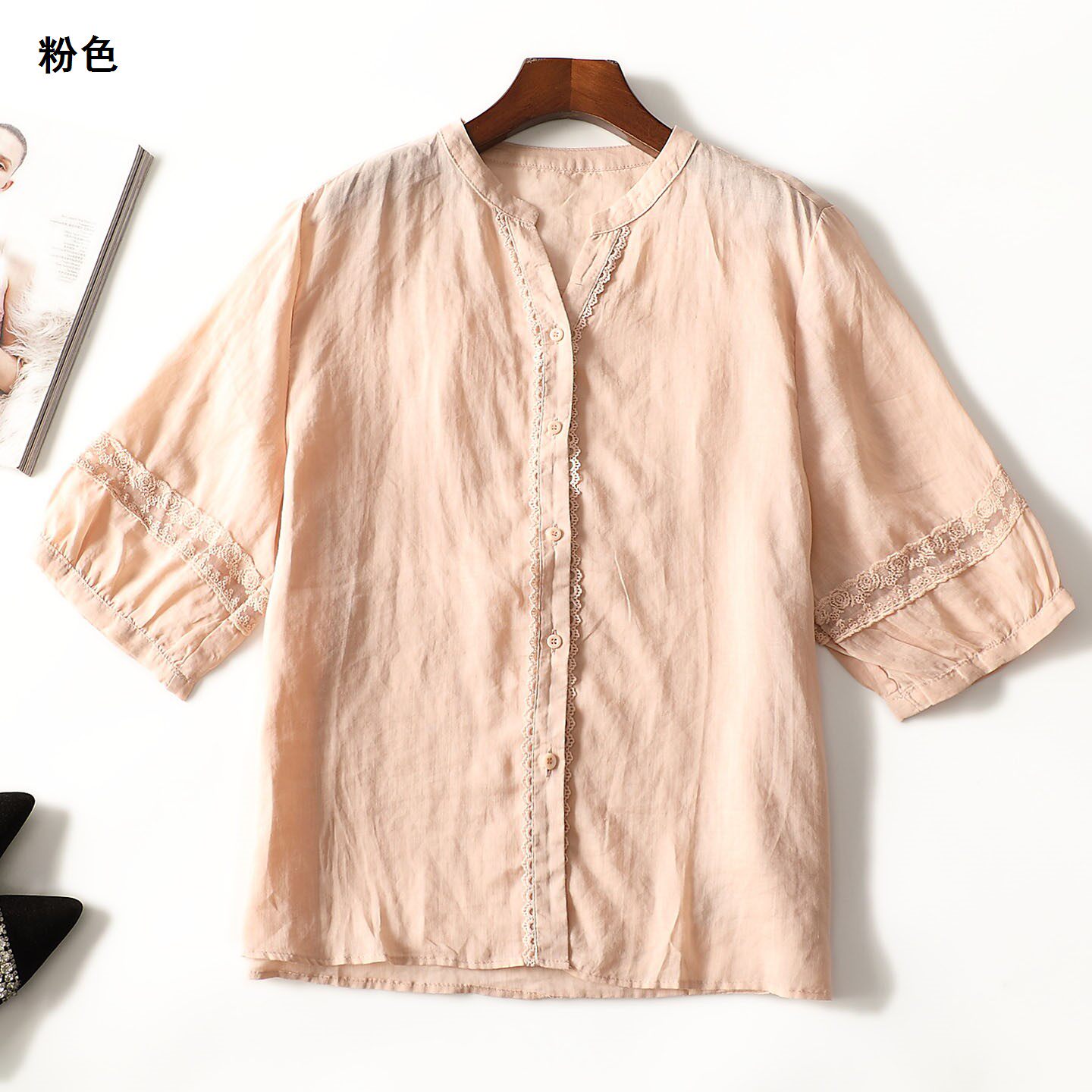 249715 夏衬衫 女中长款五分袖.M