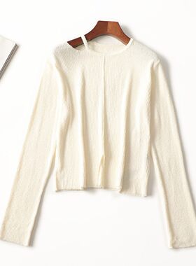 245066 秋针织衫 深圳女短款长袖圆领现货.2XL.3XL.4XL