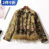 412808 单排扣 长袖 冬棉衣 女中长款