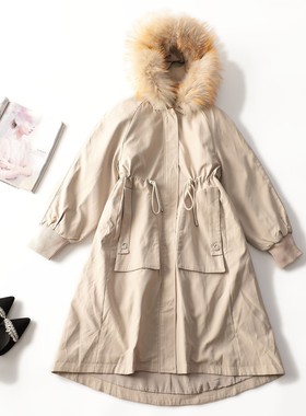 412406 冬派克服 女免毛内胆长款长袖拉链清仓