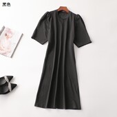 241968 圆领 五分袖 夏连衣裙 深圳女加长款