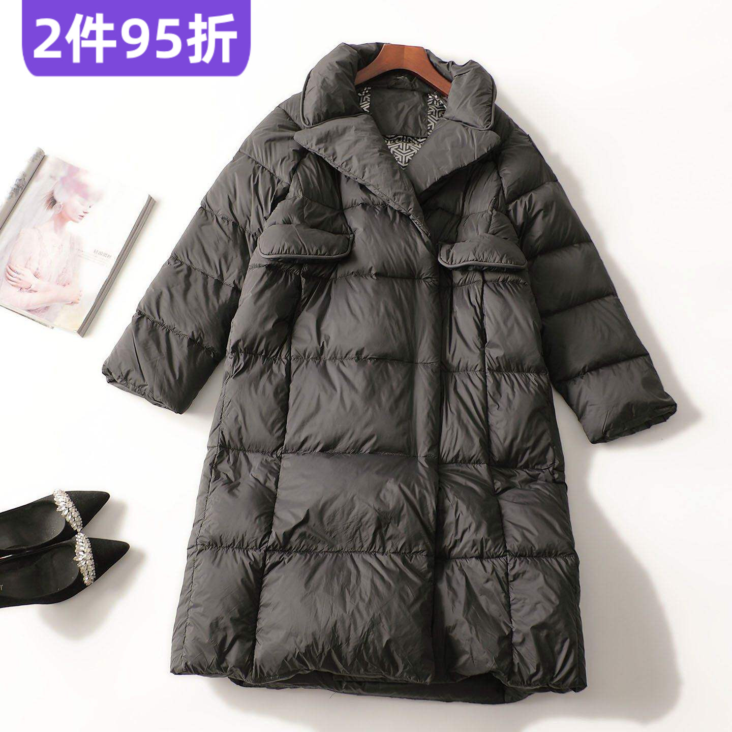 247491 冬羽绒服 女长款长袖暗扣.M
