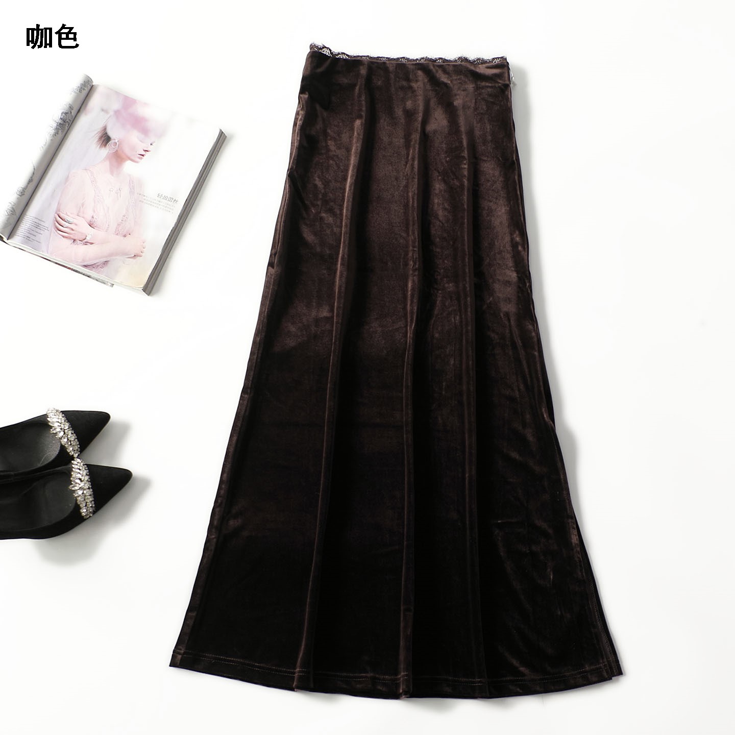 247988强烈推荐南油轻奢高端大MIMI系列丝绒洋气秋加长半身裙