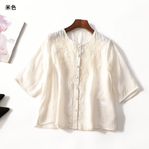 505953 夏衬衫 女中长款五分袖.M