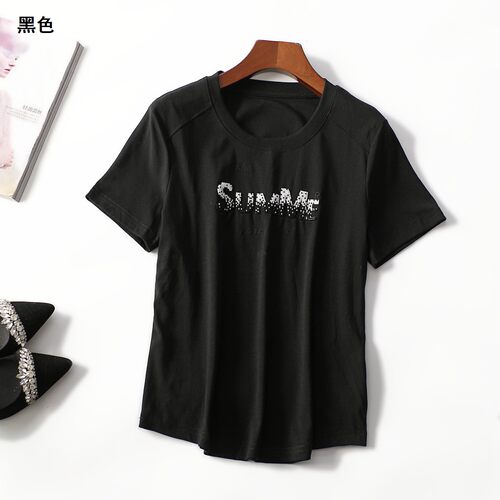 248453 夏T恤 女中长款短袖套头.2XL.3XL.4XL