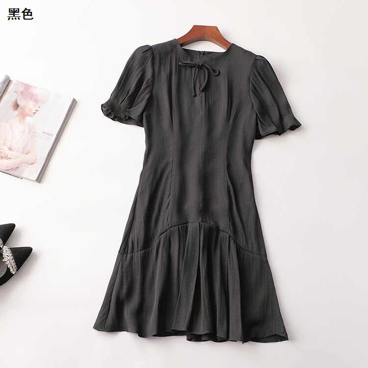 408341 夏连衣裙 深圳女长款短袖圆领现货