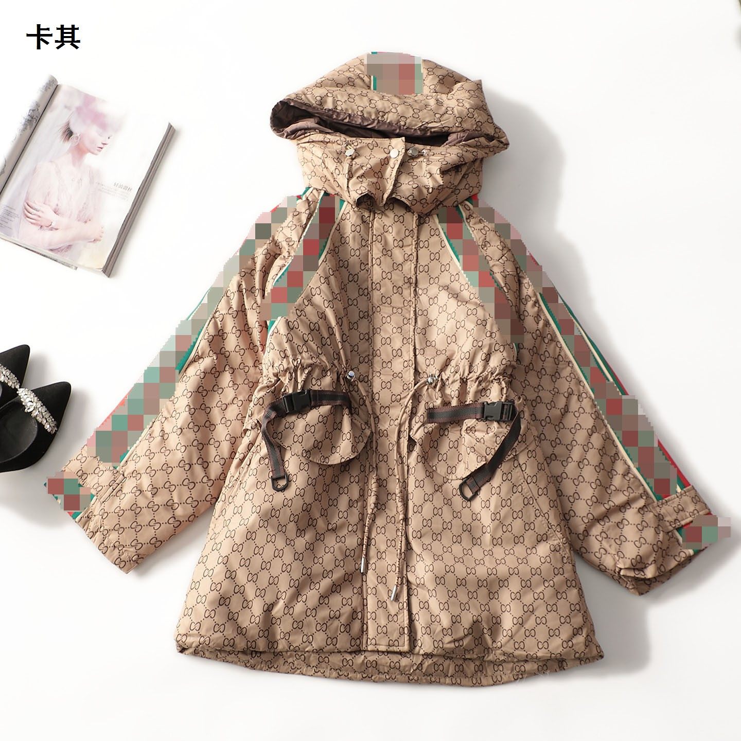 247785 冬羽绒服 女中长款九分袖拉链