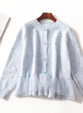 600006 秋针织衫 女中长款长袖单排扣清仓