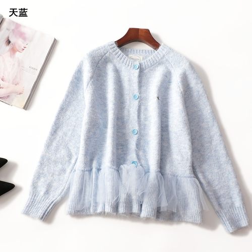 600006 秋针织衫 女中长款长袖单排扣清仓