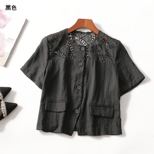 248600 夏外套 女中长款短袖单排扣.S.M.L.XL