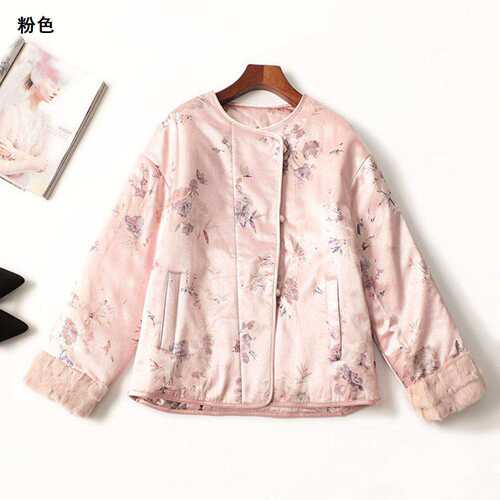 245080 冬羽绒服 女中长款长袖圆领现货.M.L