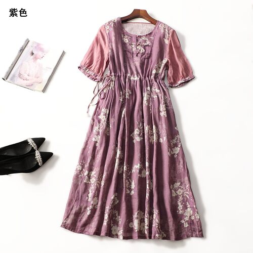 248980 夏连衣裙 女加长款五分袖套头.M