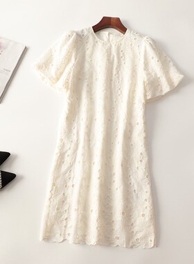245688 天丝夏长款圆领短袖连衣裙