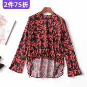 410369 圆领 长袖 秋人丝上衣 深圳女中长款