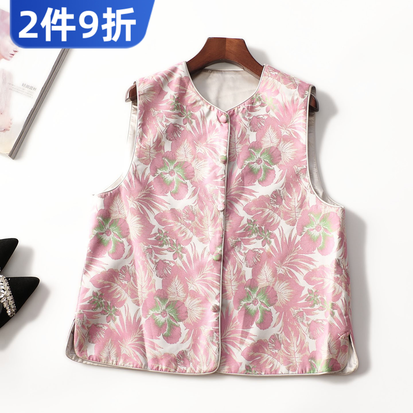 503485 秋马夹 女中长款无袖单排扣清仓