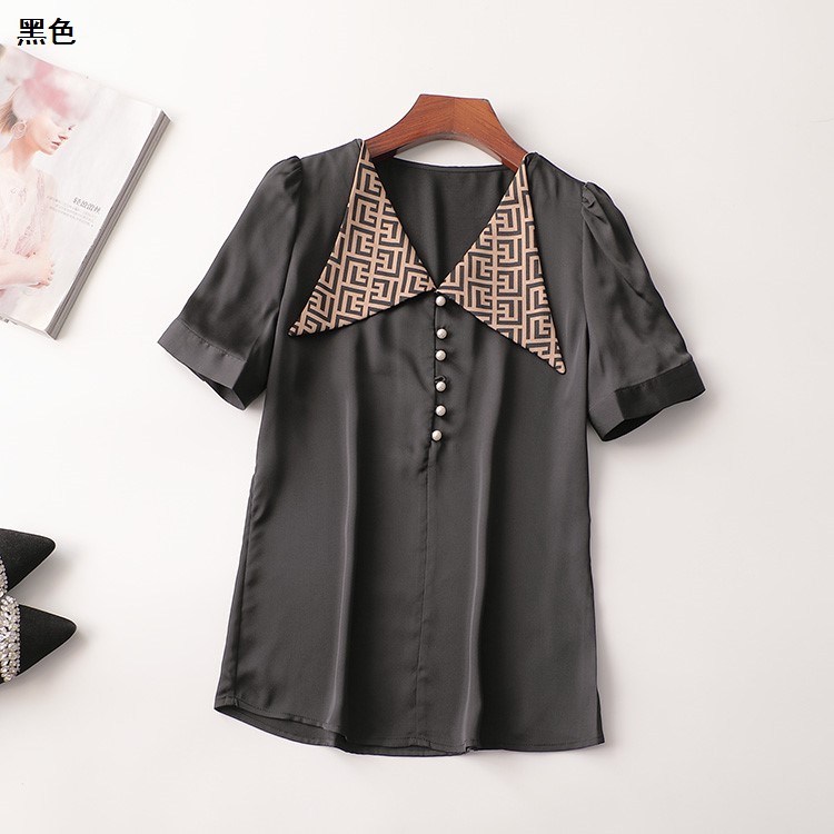 407905 夏衬衫 深圳女中长款短袖V领