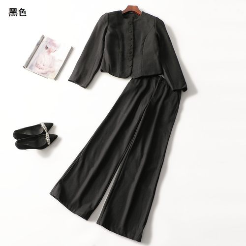 247671 冬外套裤子套装 女长款长袖单排扣