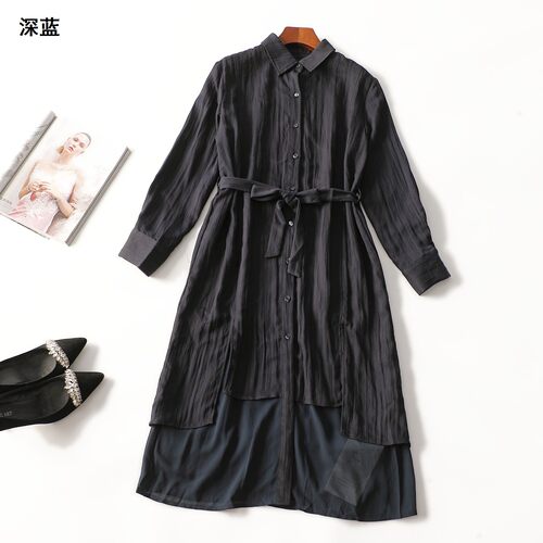 507262 秋连衣裙 女加长款长袖单排扣.M