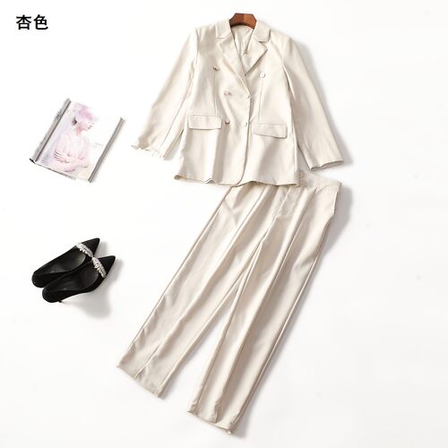 248559 春外套裤子套装 女长款长袖单排扣.M.L.XL