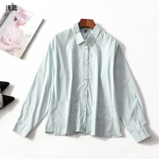长袖 女中长款 单排扣 春衬衫 413812