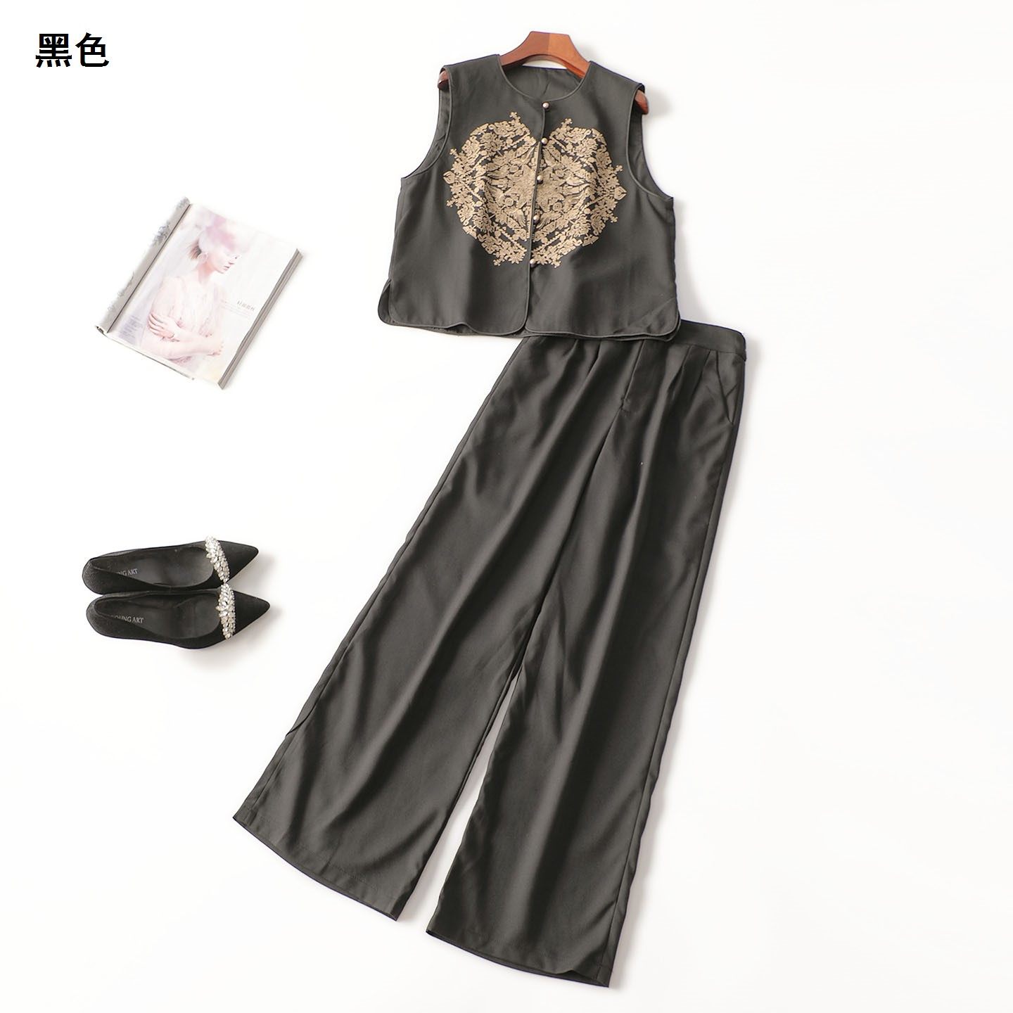 246890新款品质超值精品女装洋气秋长款单排扣无袖马夹裤子套装,女装/女士精品,时尚套装,淘宝优惠券,粉丝福利购,淘宝优惠卷