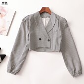 410046 V领现货 长袖 秋外套 深圳女短款