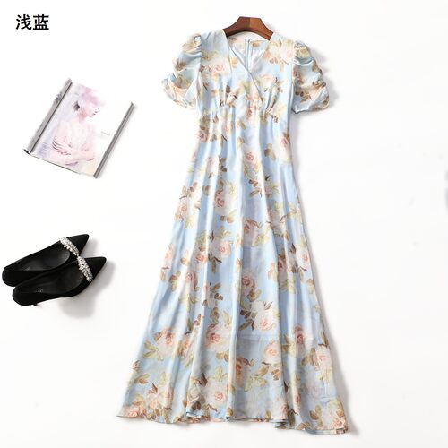 248340 夏连衣裙 女加长款五分袖套头.M.L.XL.2XL