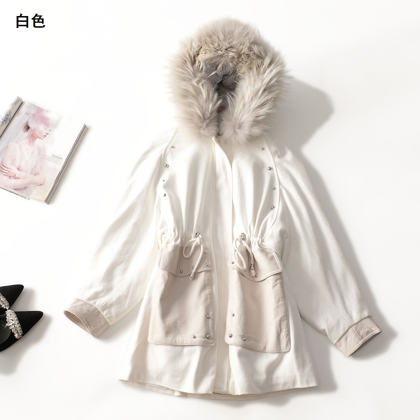 247294 冬派克服 女免毛内胆中长款九分袖拉链