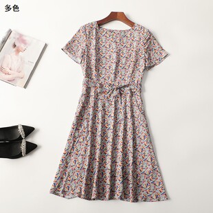 411097南油高端欧洲站高货轻奢女装气质法式夏圆领短袖连衣裙
