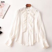 243578强烈推荐 衬衫 品质贼好南油更高货真丝秋中长款 立领长袖