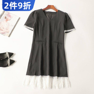 短袖 女长款 V领50现货 夏连衣裙 245333