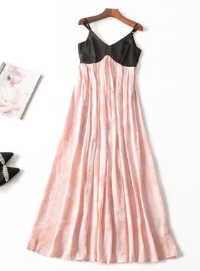 243146 夏连衣裙 女加长款V领