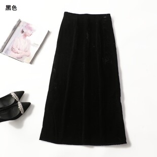 413733强烈推荐南油新款高端欧洲站高档女装丝绒春加长半身裙