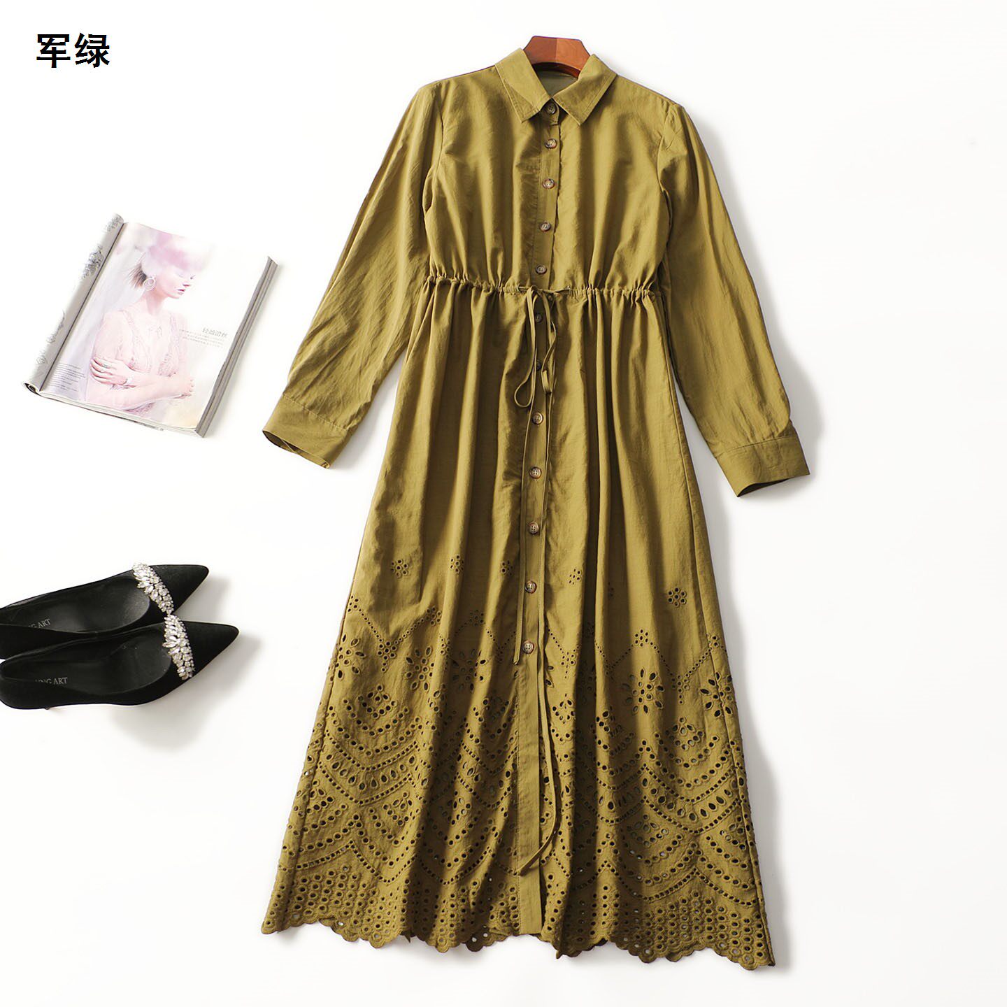 248763南油高定奢华欧洲站批200+走秀重工春柔软亲肤长袖连衣裙